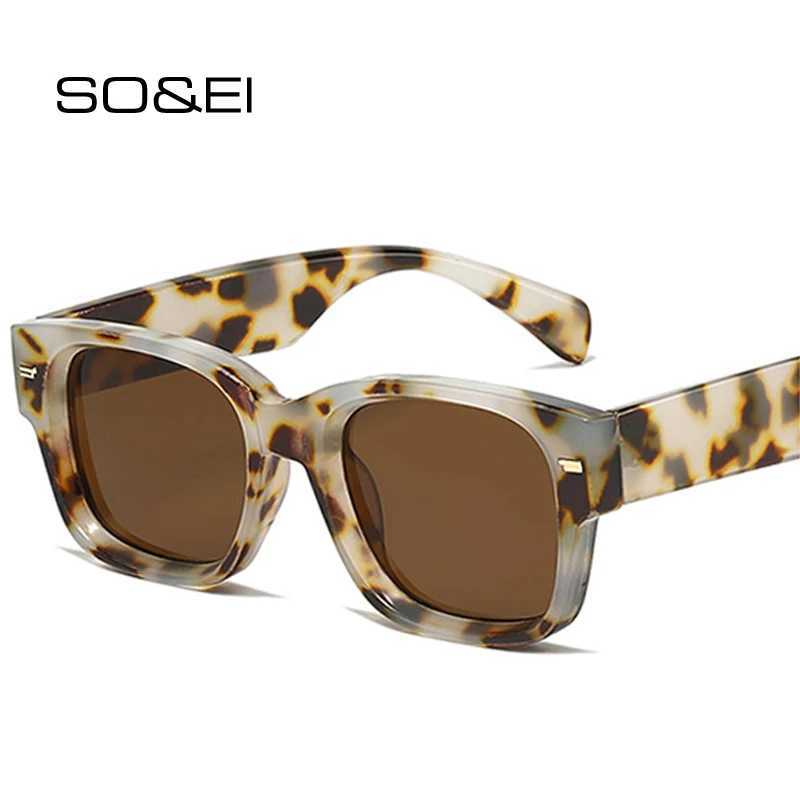 SO EI Vintage Square Jelly Color Rivets Men Sunglasses Fashion Gradient Shades UV400 Women Luxury Sun Glasses Z250411