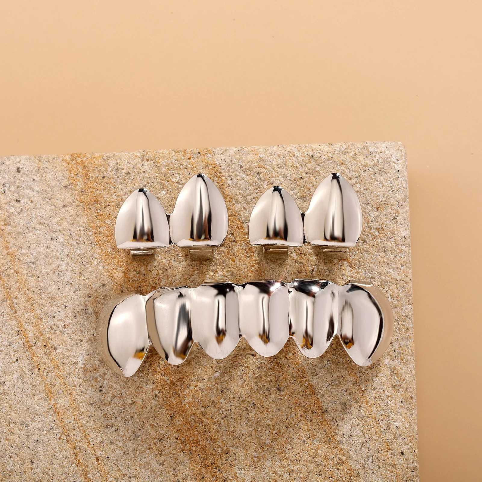 Rachelz DIY Glossy Teeth Grilz Hip Hop Gold Silver Top Bottom Tooth Cap Suitable for Women Men Jewelry Halloween Role Playing Gifts W250412