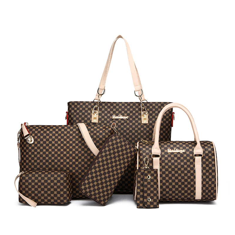 New Arrival High Quality 6-Piece Set Crossbody bag Shoulder Bag Fashionable print Design Versatile Handbag Khaki Dark Brown Black Free Shipping Hot Sa