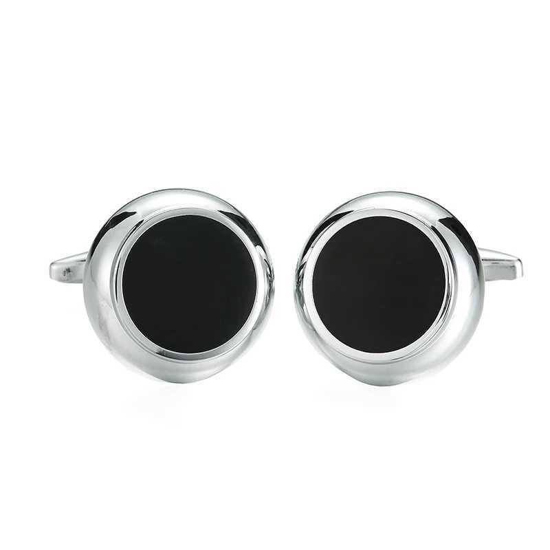Classic mens shirt cufflinks copper metal round black enamel cuffs button set accessories wedding jewelry giftsT250412