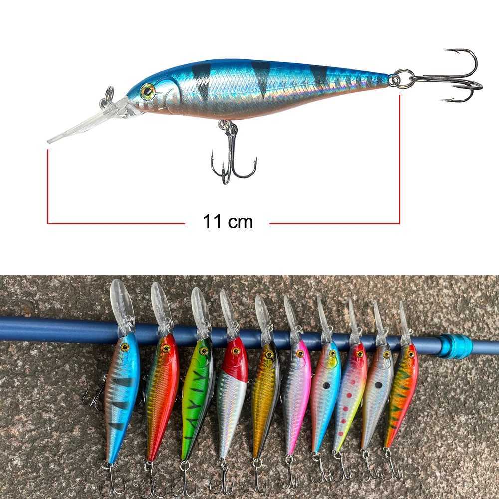Hercules 10PCS Minnow Fishing Lure 11cm 10.5g Aritificial Wobblers Hard Plastic Baits Diving 2.5-4m Pesca Fish Wobbler Tackle Z250411