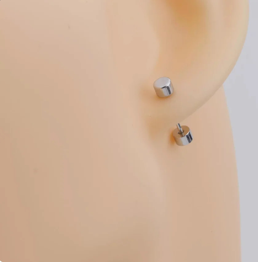 Screw buckle dumbbell earrings mens ear bone earrings button fashionable earrings 250409