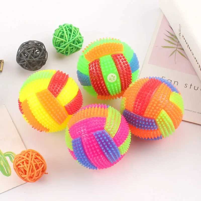 High Quality Luminous elastic activation sound ball toy massage ball with whistle dog chewing bouncing ball football luminous childrens pet toy T25040