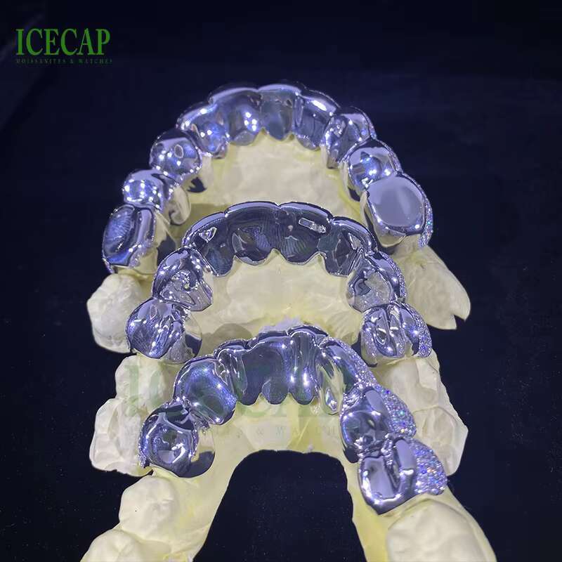 Fine Jewelry Moissanite Grillz Ice Out Honeycomb Teeth Grillz Deep Cut Silver Diamond Girls Custom Grillz