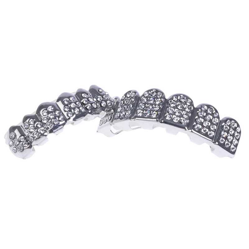 6 Teeth Grillz Hip Hop Clown Diamond Top Bottom Tooth Hat Grillz Party Jewelry W250412