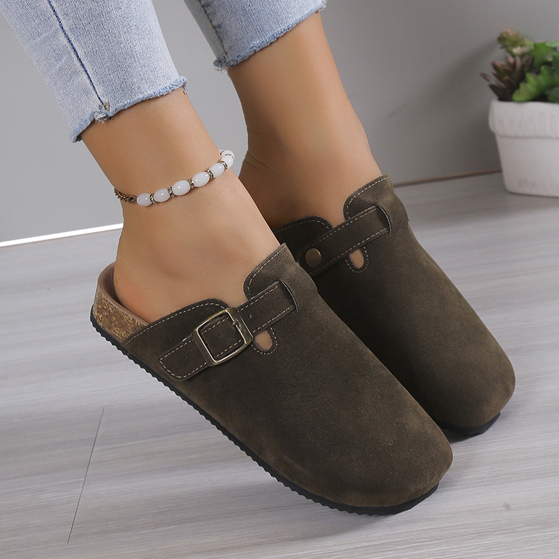 Designer slippers Baotou Half Dragged free Shipping One foot sandals Round head half drag Women wearing sandals outside new