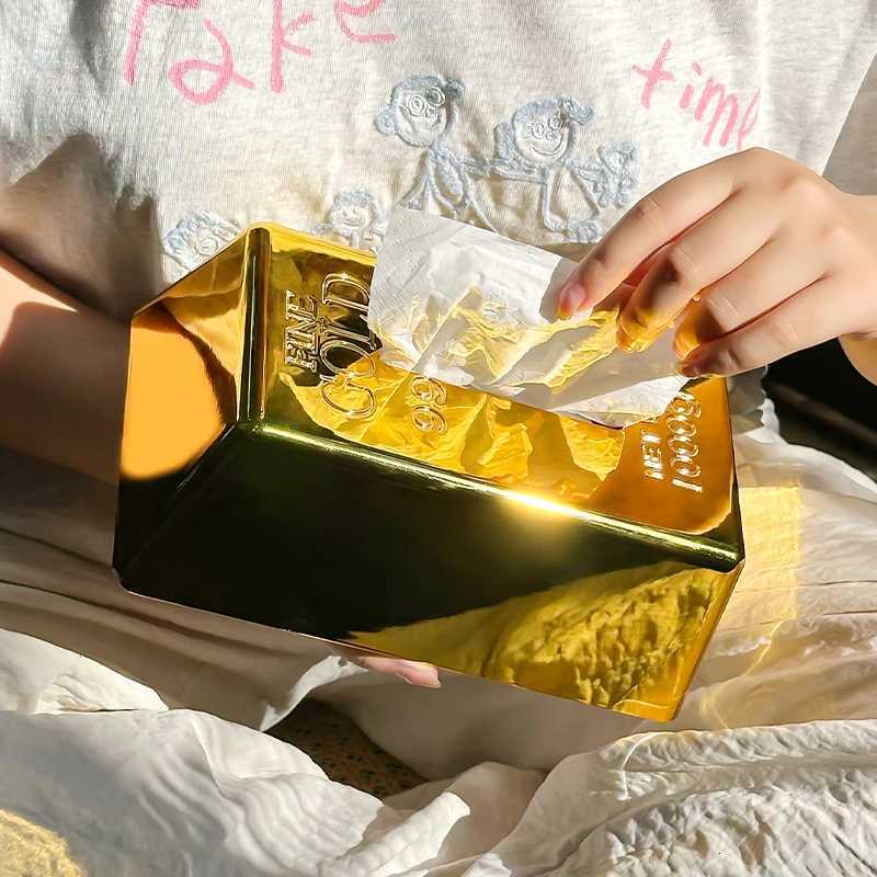 Miniso Creative Bricks Tissue Box Hotel High-End Simation Gold Bar Paper Box High-End Napkin Paper Box He Decoration Y251112