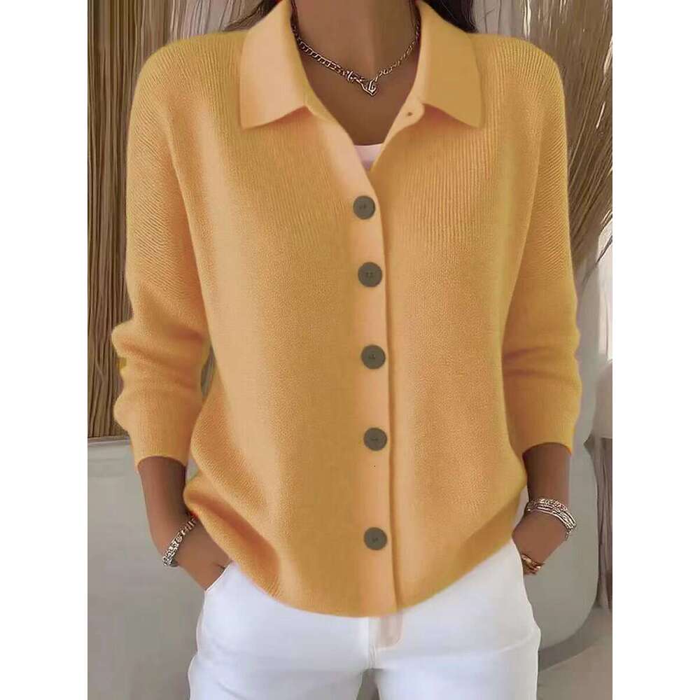 Cardigan Knitted CrossBorder European American and Button Sweater Coat Autumn Winter New Solid Color Casual Fashion Women's Clothing
