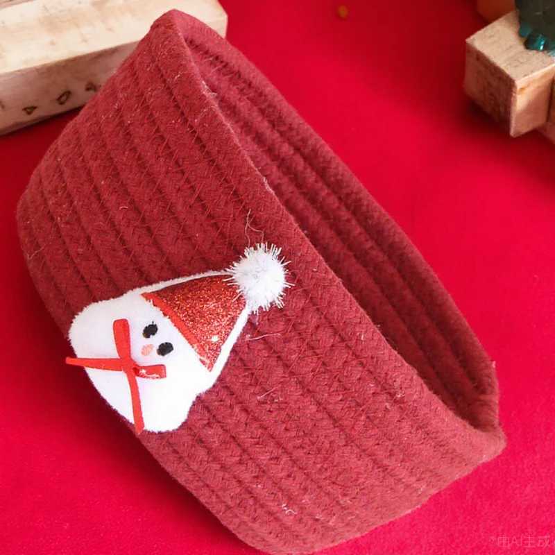 Christmas Storage Basket Red Cotton Rope Woven Organizer Bin Gift Basket for Sundries Organizing Holiday Decorations Box Y251112