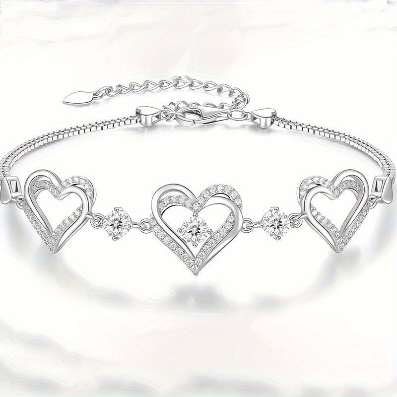 Elegant Heart-Shaped Zircon Bracelet - Sparkg Charm for Everyday Wear