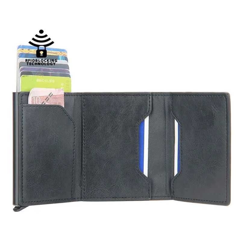 Anti theft Rfid card holder intelligent minimalist wallet mens ultra-thin card holder bank cash card box wallet Z250411