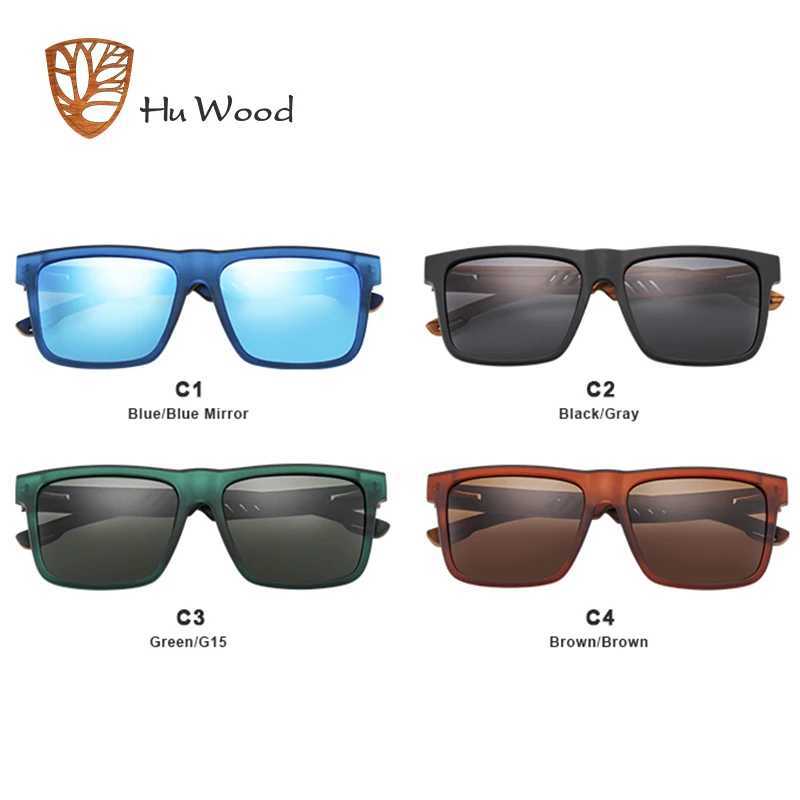 HU WOOD New High Quality Square Sunglasses For Men Polarized UV400 Fashion Sunglass Mirror Sport sun glasses Driving oculosC250411