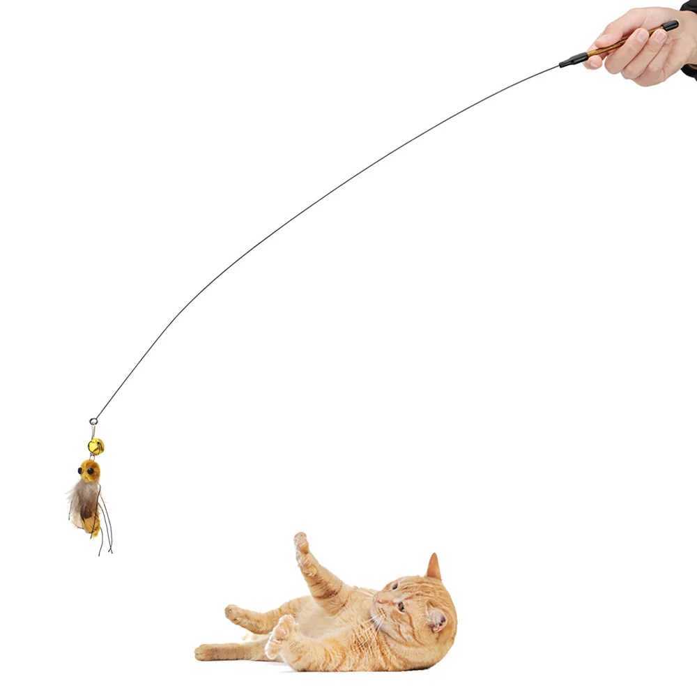 5 small replacement head flying insect cat toy accessories fun teasing stick interactive stick feather insect pet toy Y250412