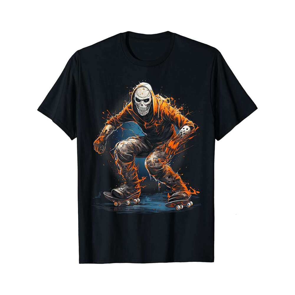 Designer T shirt Skateboarding Skeleton Skater Halloween Costume Trick Or - 220g T shits