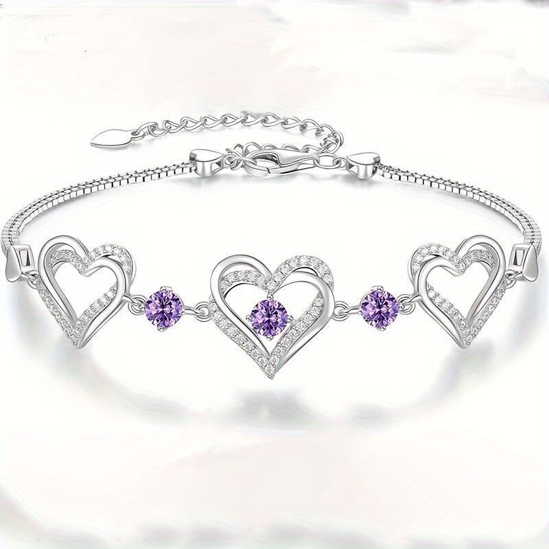 Elegant Heart-Shaped Zircon Bracelet - Sparkg Charm for Everyday Wear