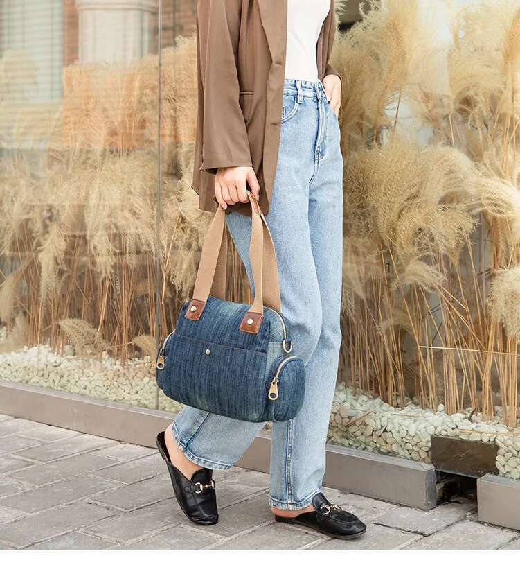 Brand Handbag Big Fashion Denim Jeans Female Shoulder New Design Women Totes Casual Ladies Crossbody Bag Blue