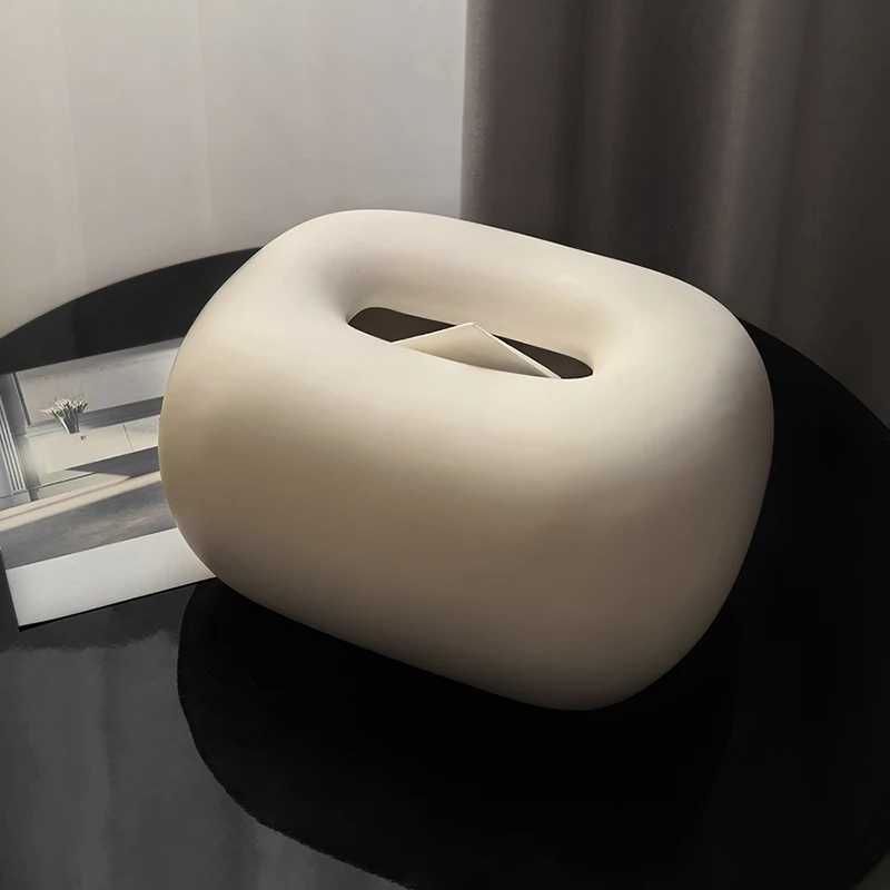 Creative Ceramics Corner Tissue Box Coffee Table Desk Decoration Minimalism Ceramic Tissue Box Bedside Table Paper Towel Case Y251112