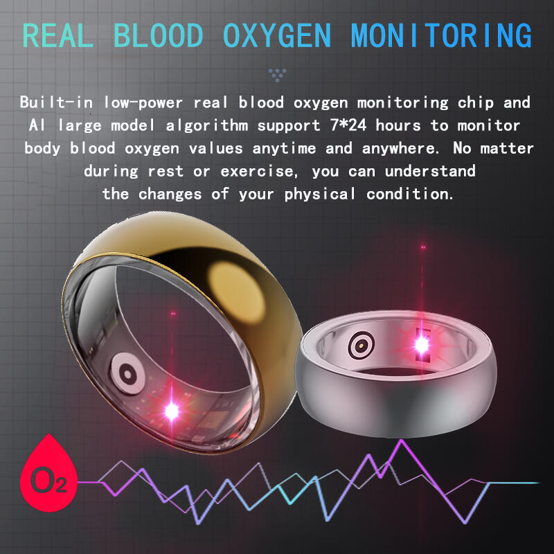 FL- Smart Ring Men Women IP68 Waterproof Heart Rate Blood Oxygen Sleep Health Monitor Sport Fitness Health Ring for Android IOS