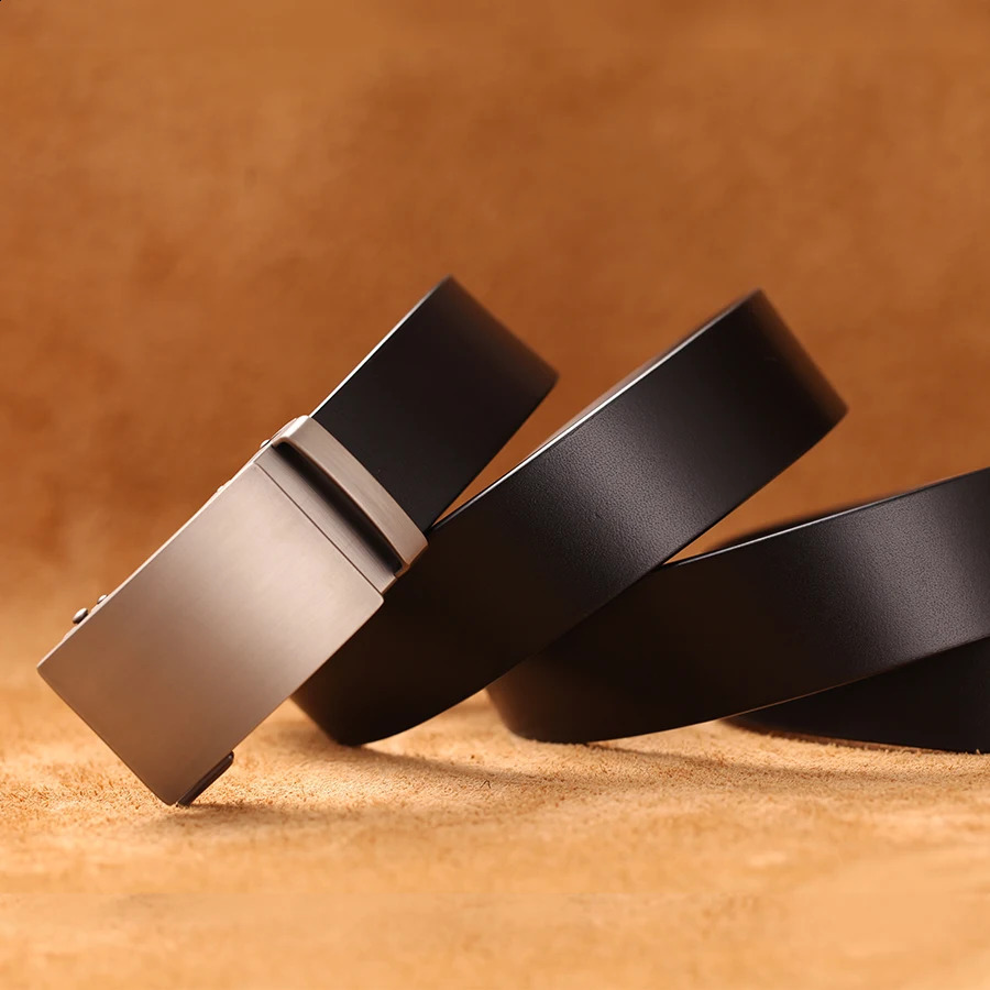 Genuine Cow Leather Automatic Belt For Men Formal Automatic Buckle Belt Genuine Leather Mens business Strap 250403