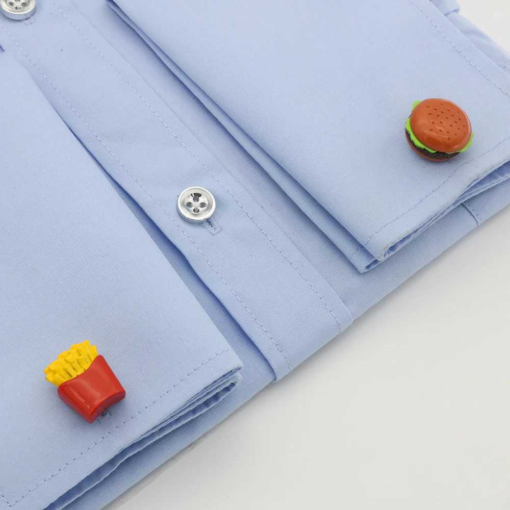 Fast Food Cuff Links Brown Burger and French Fries Design High Quality Brass Material Mens CufflinksT250412