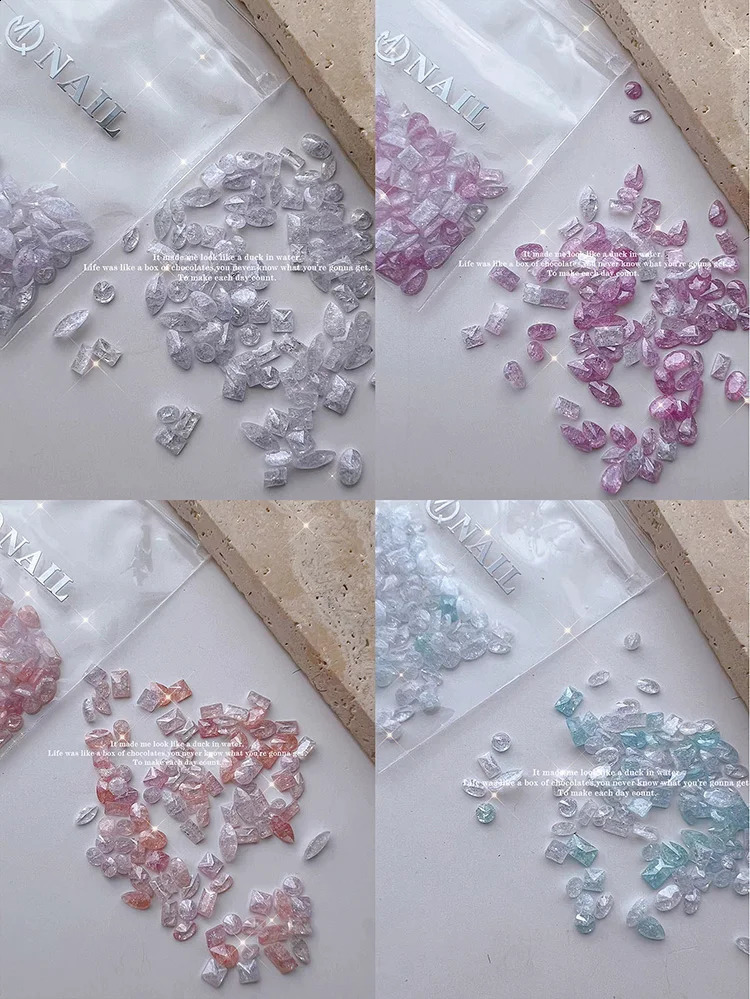 50pcs Nail Enhancement Color Irregular Mix Summer Ice Flower Bare Corner Back Mini Zircon Super Shining Nail Diamond 250407