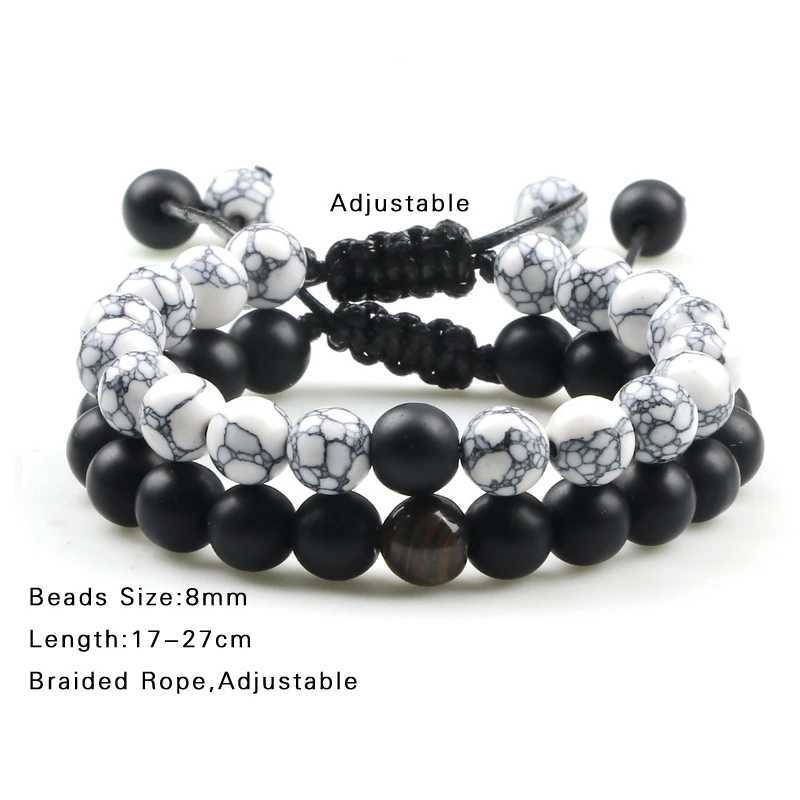 2Pcs Adjustable Braided Natural Stone Beads Bracelets Bangles For Couples Women Men Tiger Eye Lava Bracelet Yoga Jewelry PulseraC250411