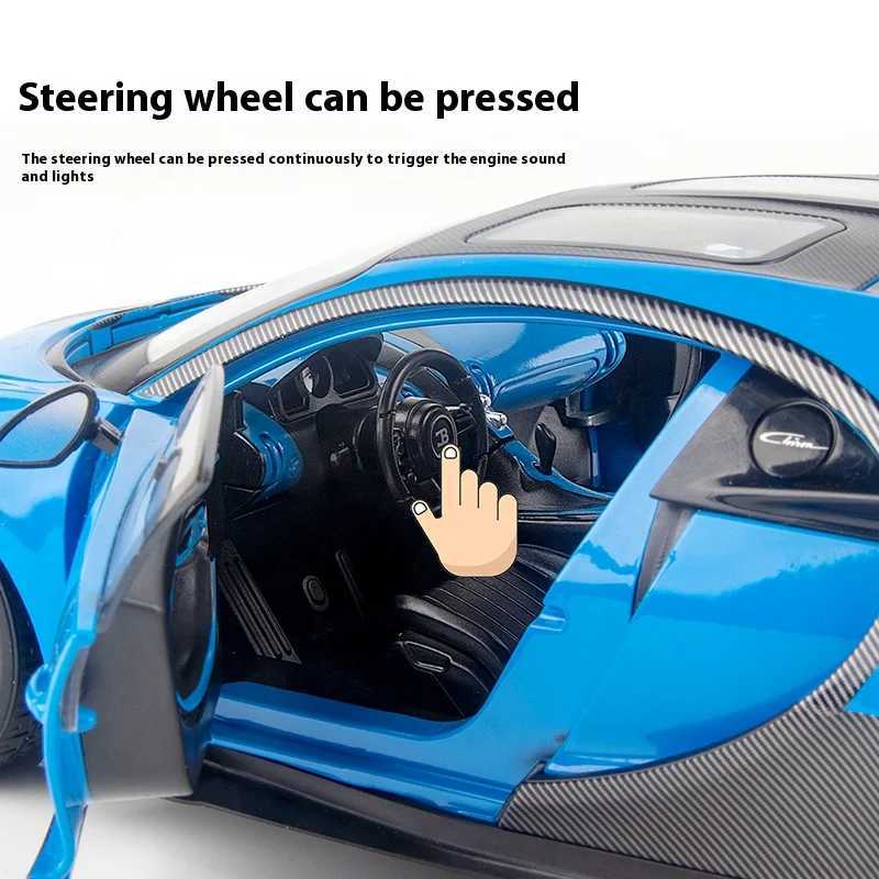 118 Scale Bugatti Chiron Alloy Car Model with Lights Sounds - Ideal Gift for Car Lovers Kids - Authentic L251112