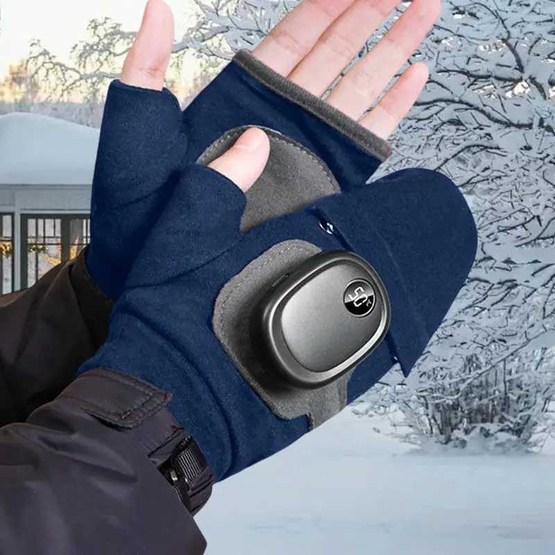 Heated Gloves For Men Women USB Fingerless Winter Heated Gloves USB Hand Warmer Gloves For Typing Cycling Skiing With 3C250412
