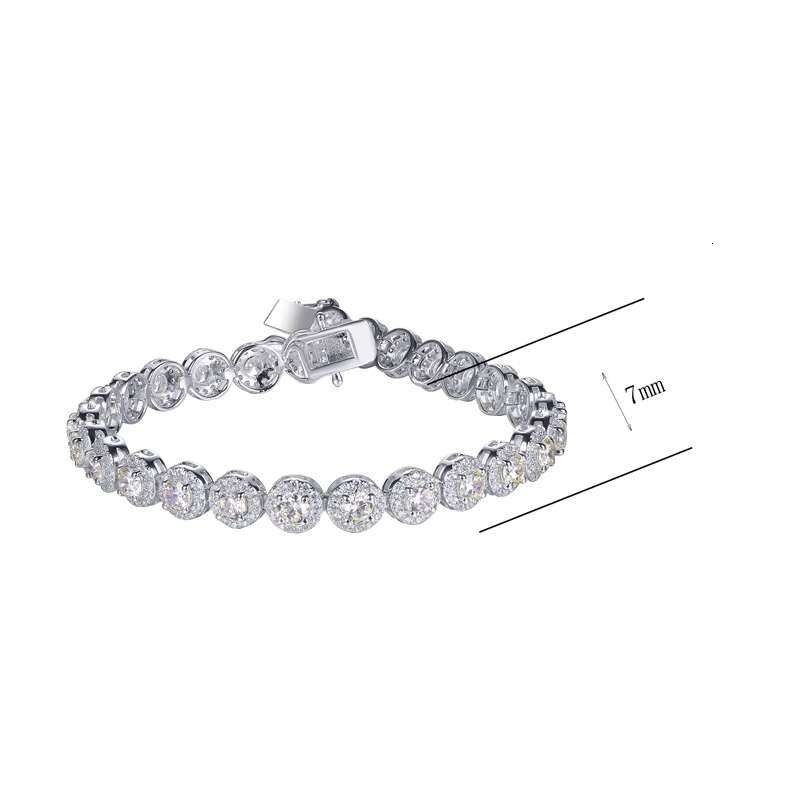 Kirin Jewelry Moissanite Tennis Bracelet 925 Silver Moissanite Chain Hip-Hop Tennis Chain