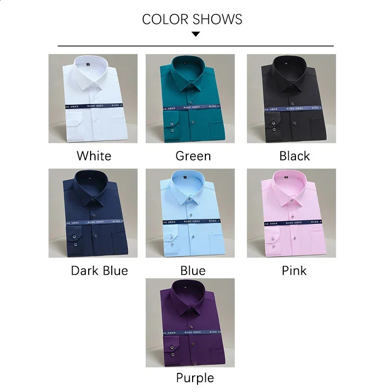 Brovon Spring/Summer High Elasticity Mens Shirt Long Sleeve Easy Care Square Collar Formal Mens Chemical Mens Shirt 250411
