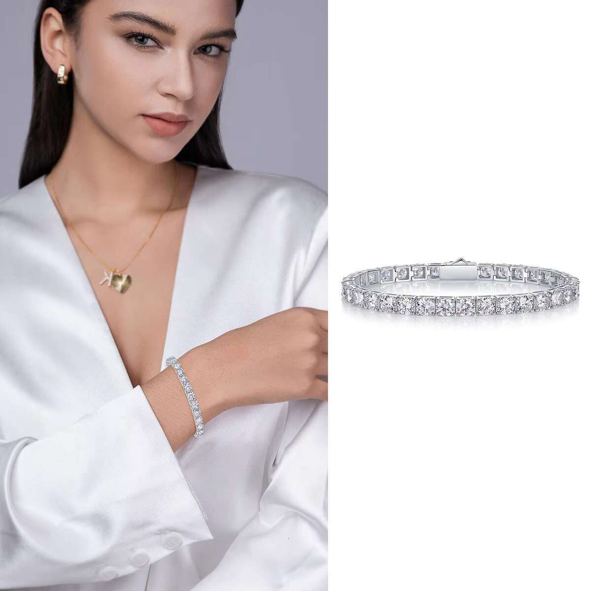 925 Sterling Silver Moissanite Tennis Bracelet for Men Women Hiphop Rock Bracelet Personalized Bracelets