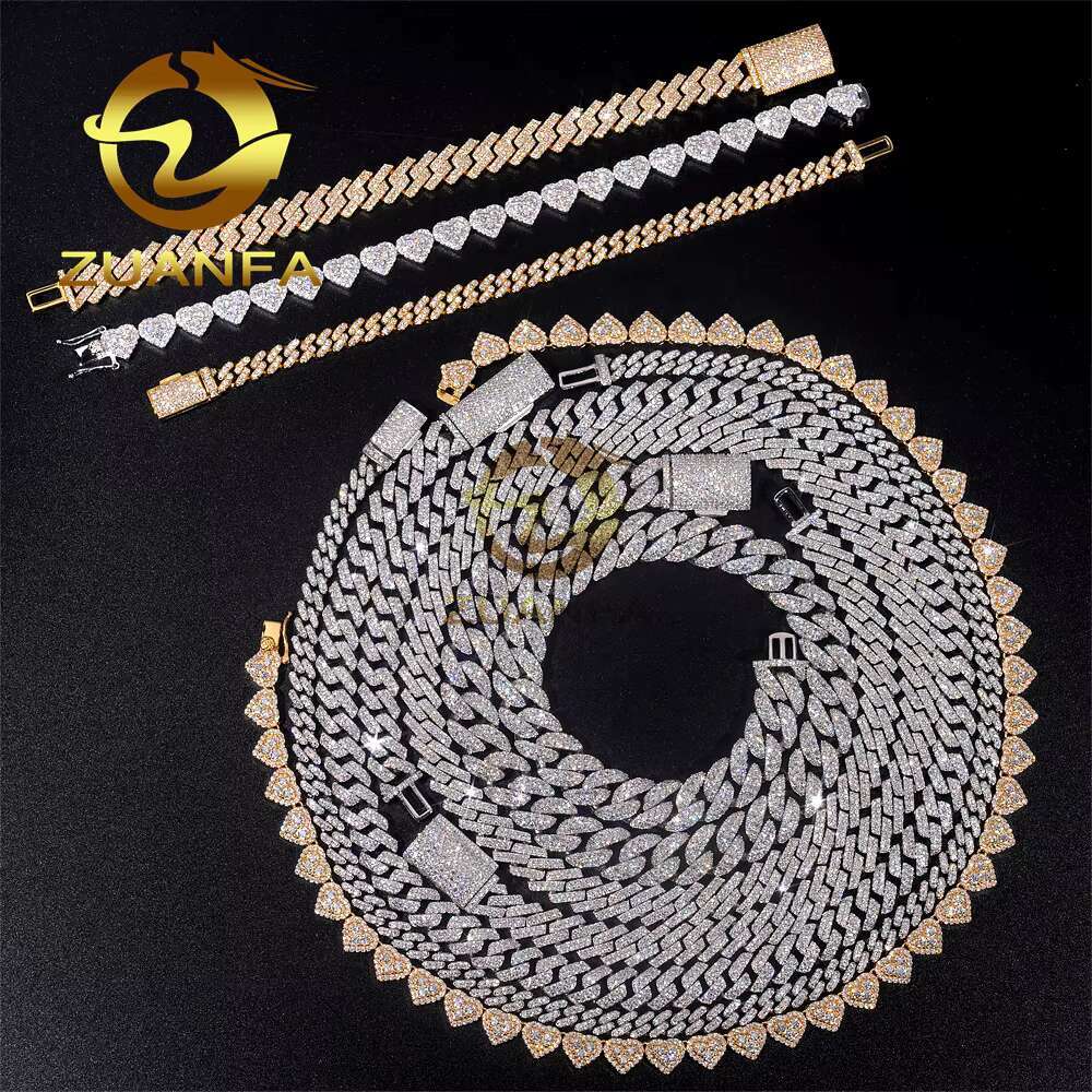 Cheap 8mm 10mm 12mm 13mm Vvs Moissanite k Men's Quick Delivery Hip Hop Style Iced Cuban Chain