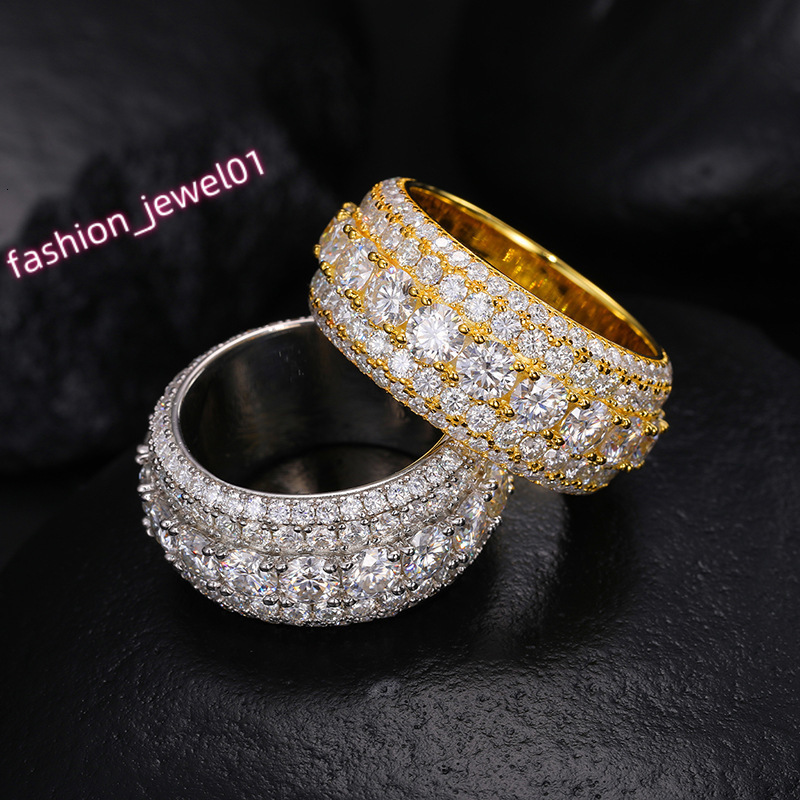 Wholesale Price 925 Sterling Silver Eternity Band Ring Iced Out VVS Moissanite or CZ Hip Hop Women Men Gold Ring