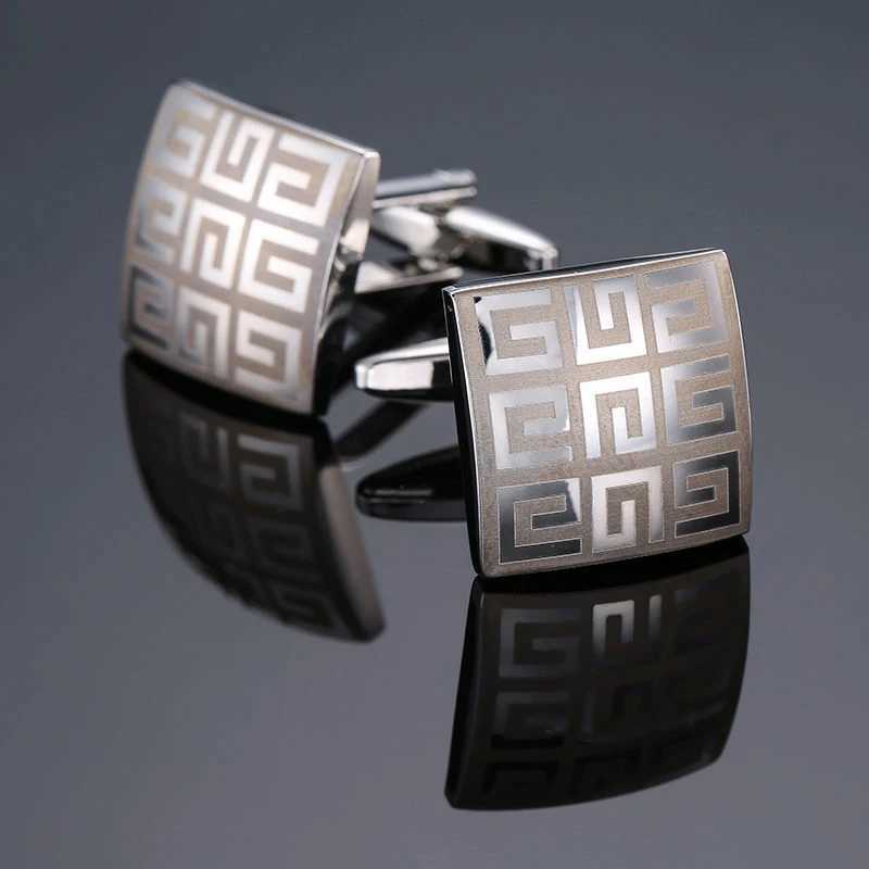 High quality and innovative mens cufflinks copper metal laser engraving brand cufflinks mens set accessories fashion jewelryT250412