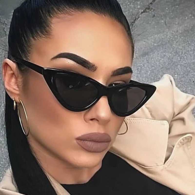Sexy Cat Eye Sunglasses Woman Brand Designer Mirror Black Triangle Sun Glasses Female Lens Shades for Ladies Eyewear UV400C250411