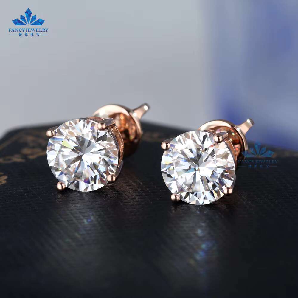 0.5ct-2ct D Color Brilliant Round Cut Lab Created Diamond Earrings 14K 18K Rose Gold CVD HPHT Stud Earrings for Men Women