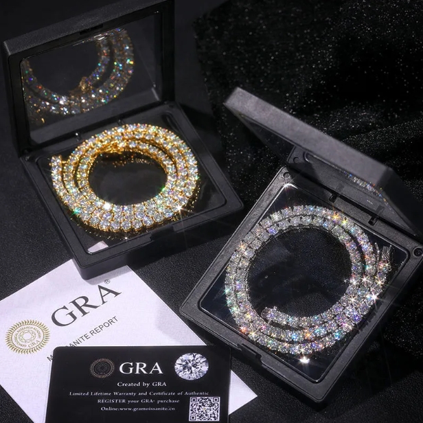 Cuban Link Moissanite Tennis Chain Bracelet Precision Cut VVS Ice Out Stones, Available Sizes 2mm-6.5mm