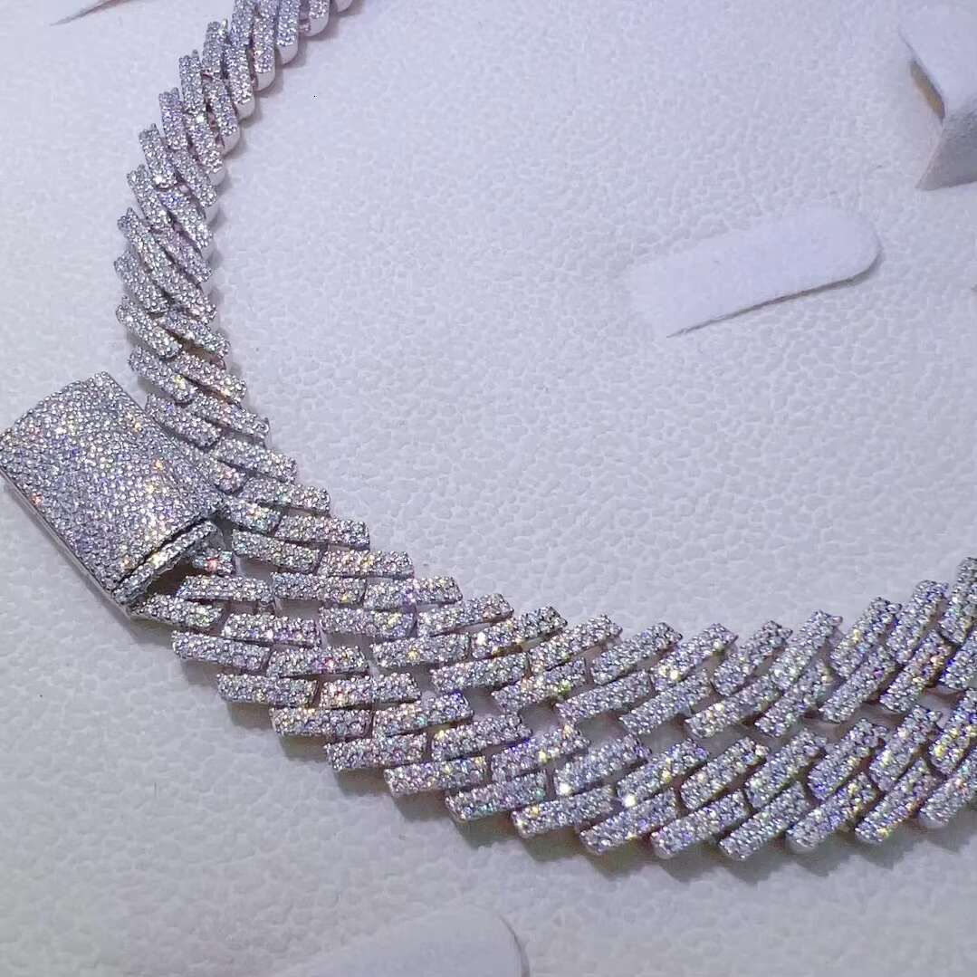Hot Sale 10mm Sterling Silver Moissanite Cuban Link Chain Necklace and Bracelet New Type Jewelry