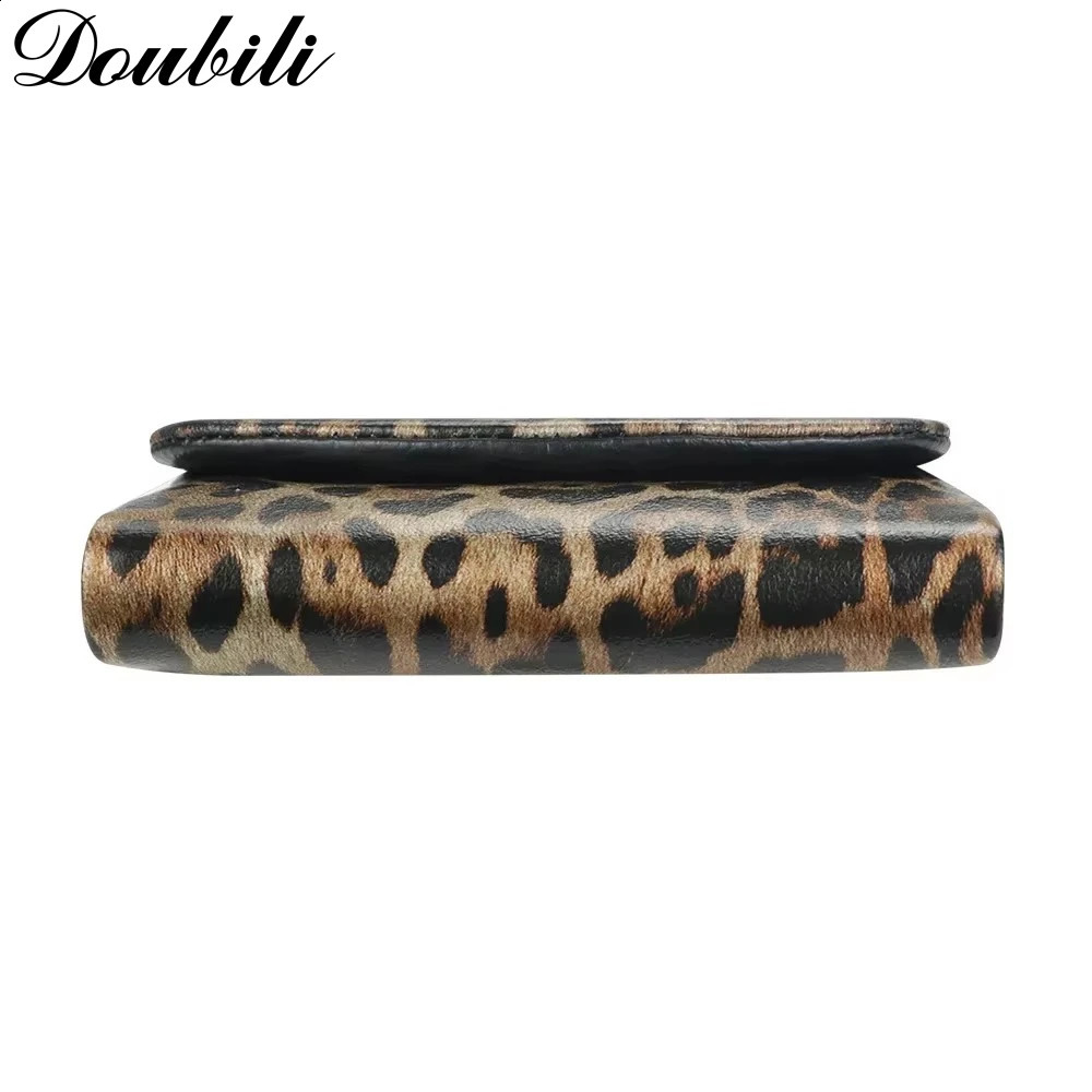Double skin leopard print wallet fashionable womens clothing wallet triple fold card bag coin purse 250411