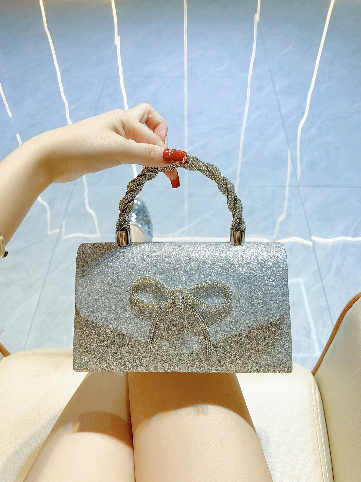 Elegant sequin bow inlaid with womens evening bag perfect for parties weddings and banquets clutch ball wallet set suitable weekend events 250401