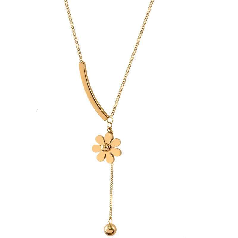 DIEYURO 316L Stainless Steel 2021 Hot Sale Beautiful wer Hanging Long Style Exquisite Clavicle Chain Necklace For Women