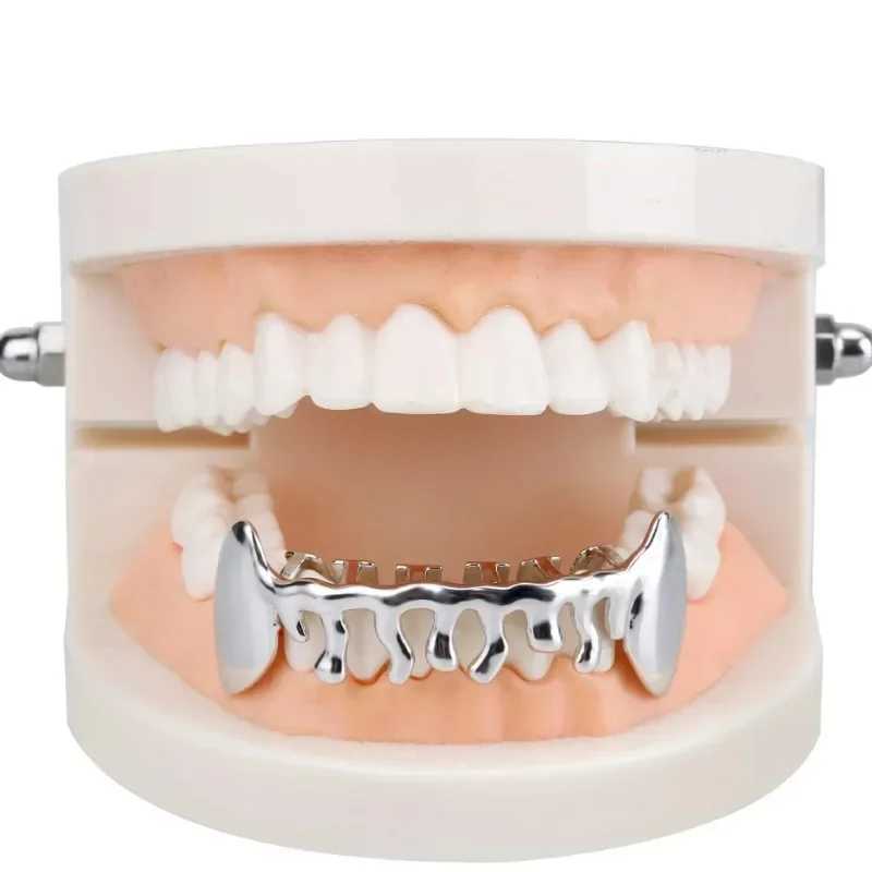 1 set of Hip Hop Grillz gold-plated Grills rock Grillz crystal teeth W250412