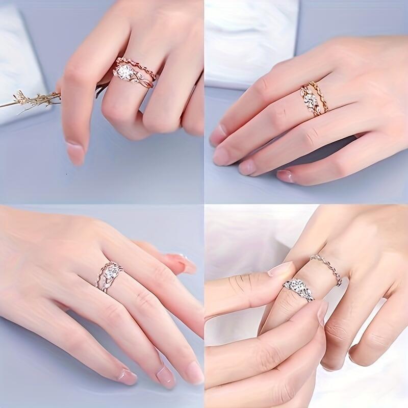Willow Leaf Engagement Ring, 1.2ct D Color VVS1 Clarity Lab Made Wedding Sterg Sier Branch Moissanite Ring Women's Gift