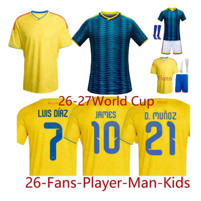 Colombia 2026/27 World Cup Football Jersey - James Diaz J. Lemar - Home Away - Men's Children's Sets - S-4XL
