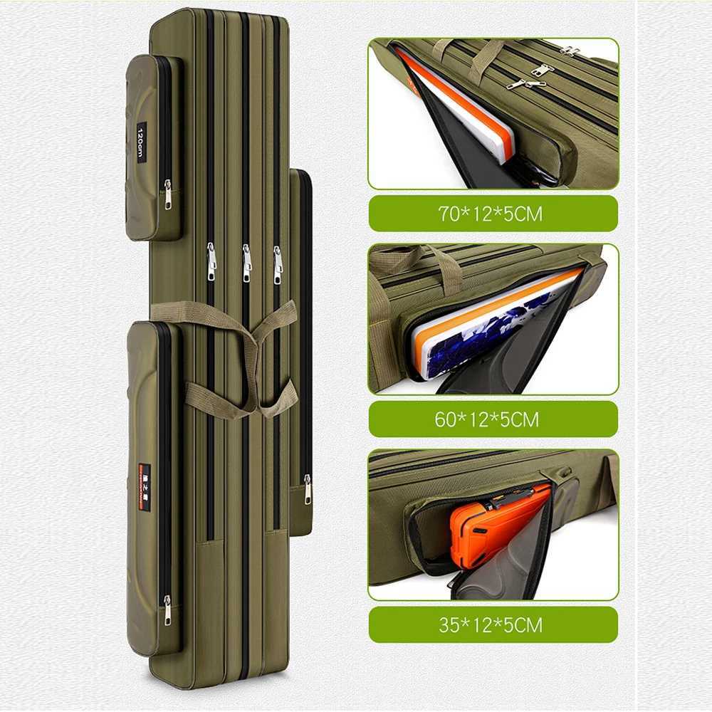 0.8-1.3m Long Large Capacity Fishing Gear Package Non-Foldable Canvas Fishing Rod Reel Bag Storage Shoulder Bag For Fishing Tool Z250411