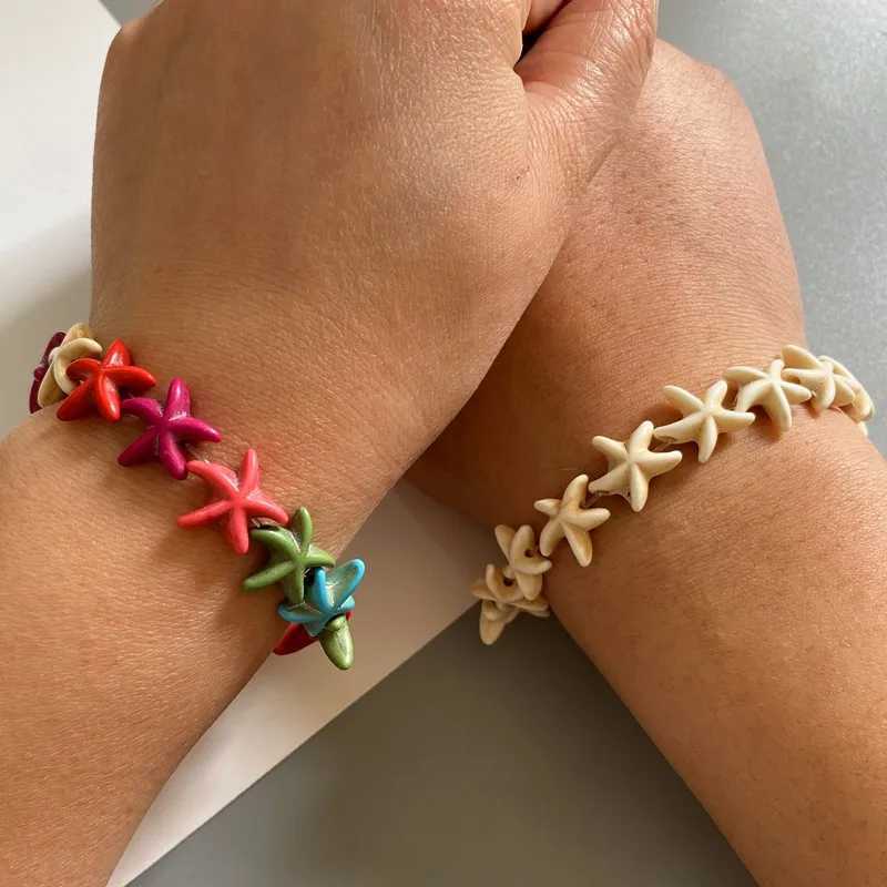 Fashion Starfish Blue White Bracelets for Men Women Boho Beach Charm Jewelry Sea Star Colorful Bracelet Couple Gifts WholesaleC250411