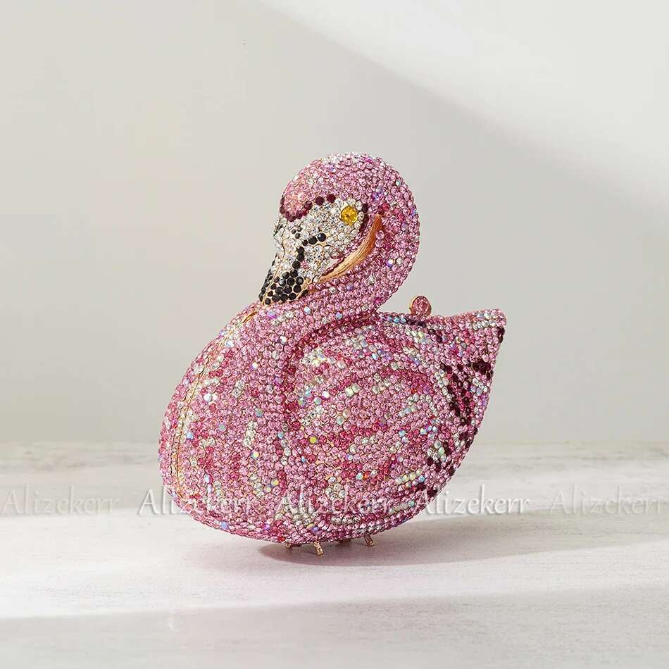 Designer Bag Alizekerr Swan Shaped Dia Evening Bags New Gorgeous Sparkg Rhie Metallic Clutch Purses And Handbags Wedding Party