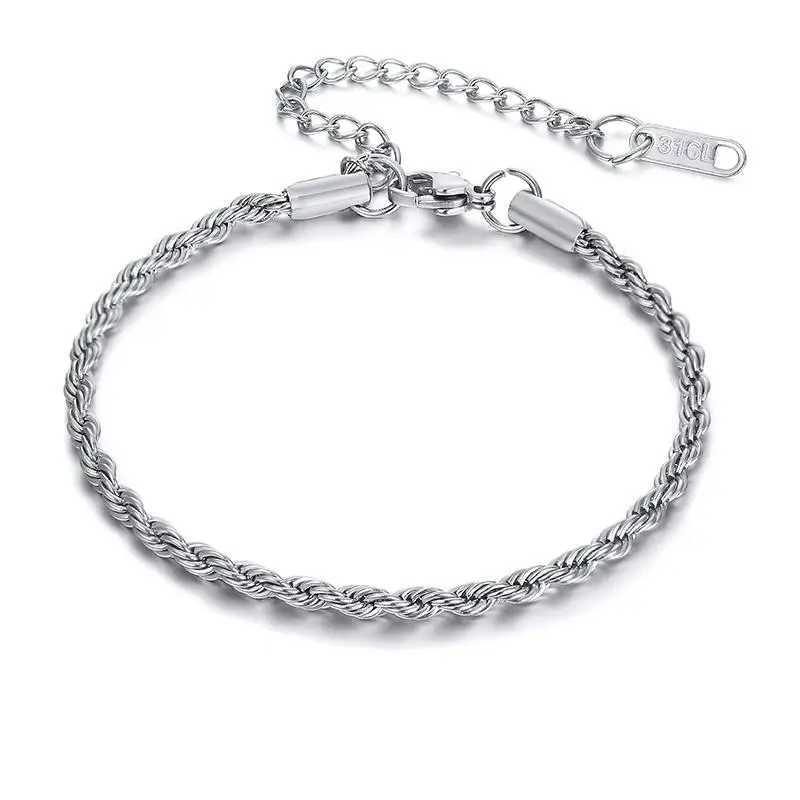 Stainless Steel Bracelet For Men Women Braided 16cm Rope Chain with 5cm Extender Adjustable Jewelry Gold Color Silver ColorC250411