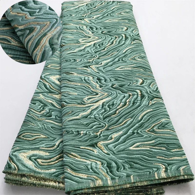 African French Brocade Lace Fabric 2025 High Quality 5 Yards Gilding Nigerian Jacquard Lace Fabric Elegant Dress for Women A4063 250407