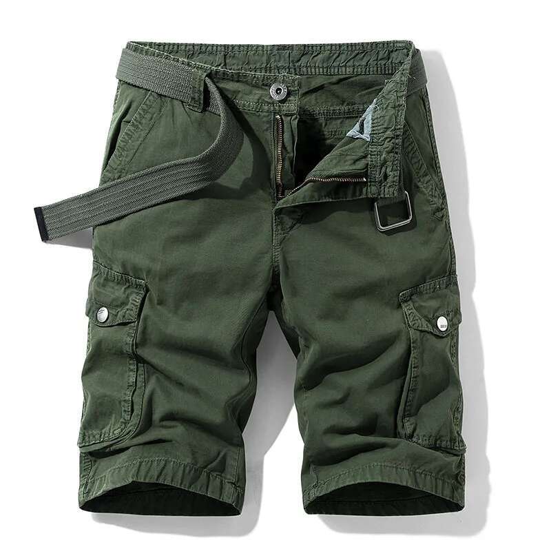 High Quality 2024 Summer Men's Baggy Multi Pocket Military Cargo Male Cotton Mens Tactical Shorts Short Pants No Belt